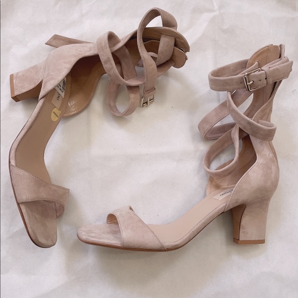 VALENTINO Suede Caged Ankle Strap Sandals in Camel Rose - Picture 5 of 8